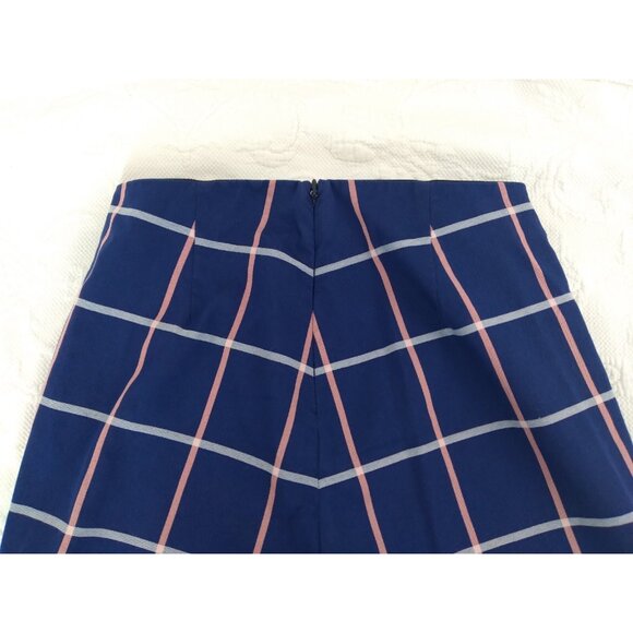 Rag & Bone Simone Cotton High Rise  Blue Plaid Slim Cropped Pants Size 4 - Picture 7 of 16